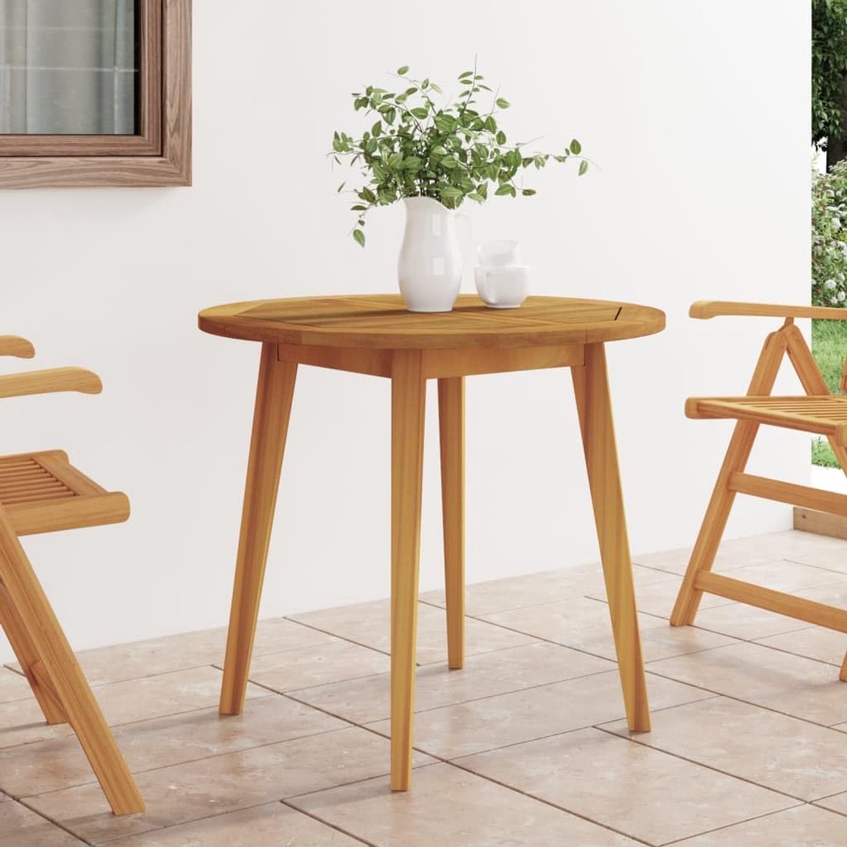Tuinmeubeltafel, terrastafel, outdoor tafel, tuintafel, Ø 85 x 75 cm, massief hout acacia, voor tuinen, terrassen, balkons