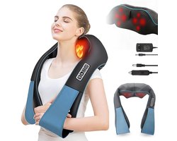 Shiatsu Massagekussen Draadloos - Nekmassage Apparaat - Massageapparaten - Infraroodverwarming - 3 Intensiteiten - Handsfree - Massage Apparaat - Thuis & Kantoor & Auto - Voor Rug & Nek & Schouder