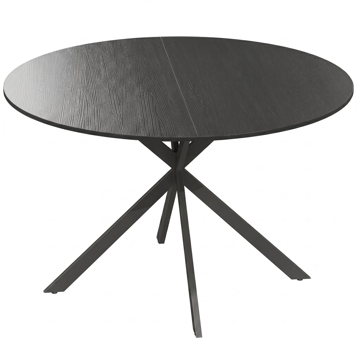 Homona Ronde eettafel in industriële stijl - Voor 4 personen - Met stalen X-poten - Ø120 x 75 cm - Zwart
