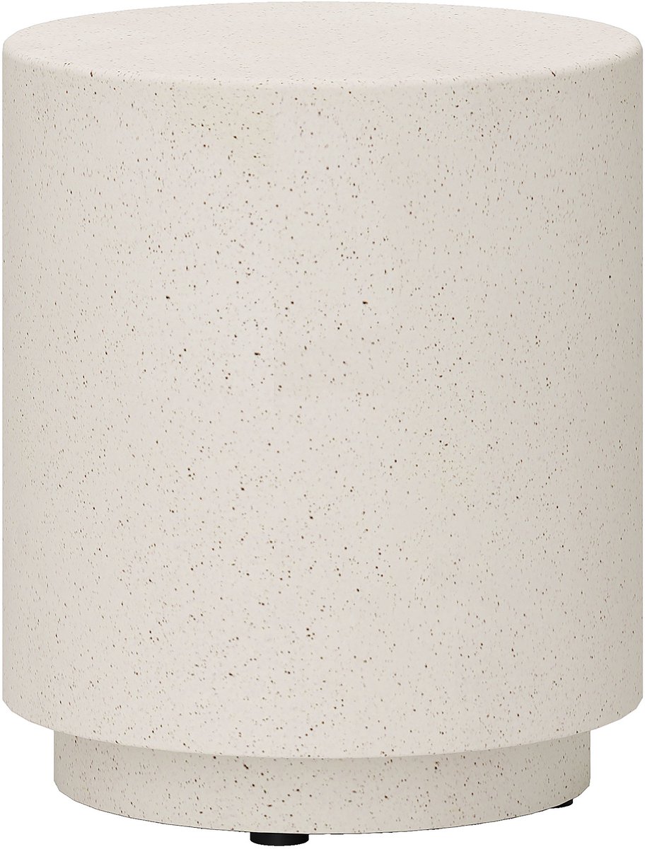 Homona Bijzettafel in beton-look - Met verstelbare poten - Voor binnen en buiten - Ø37 x 43 cm - Crèmewit