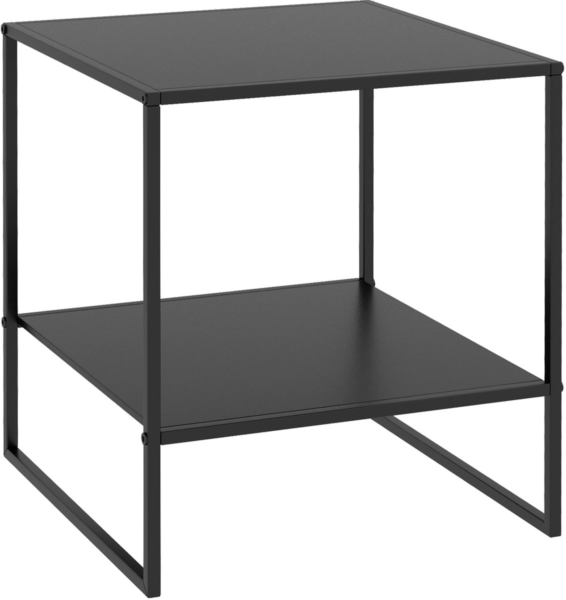 Homona Bijzettafel in industrieel design - Met opbergplank - 40 x 40 x 45 cm - Zwart