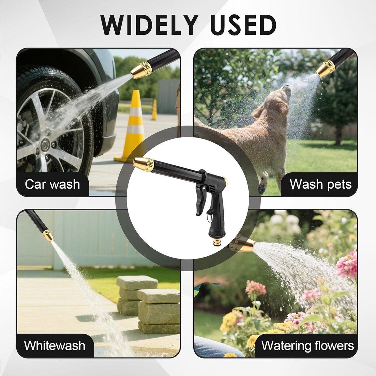 Multifunctioneel spuitpistool, nieuw hogedrukspuitpistool voor tuinslangen, volledig messing hogedruksproeier, 5 sproeistanden, geschikt voor het wassen van auto's en huisdieren, het besproeien van planten, het reinigen van gazons en tuinen.
