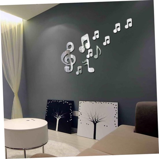 12 Stuks Delige Muzieknoot Muurstickers Spiegel Decoratieve Wanddecoratie voor Kinderkamer Muziekzaal Woonruimte Eenvoudig aan Te Brengen Te Verwijderen — afbeelding 2