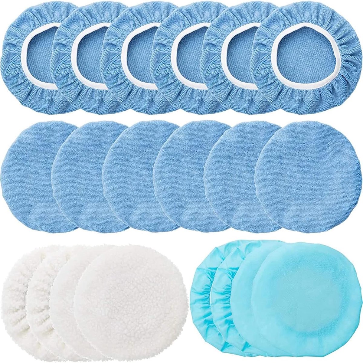 Verpakking van 20 stuks, 5-6 inch autopolijstpads, inclusief beschermhoes voor polijstmachine, blauw