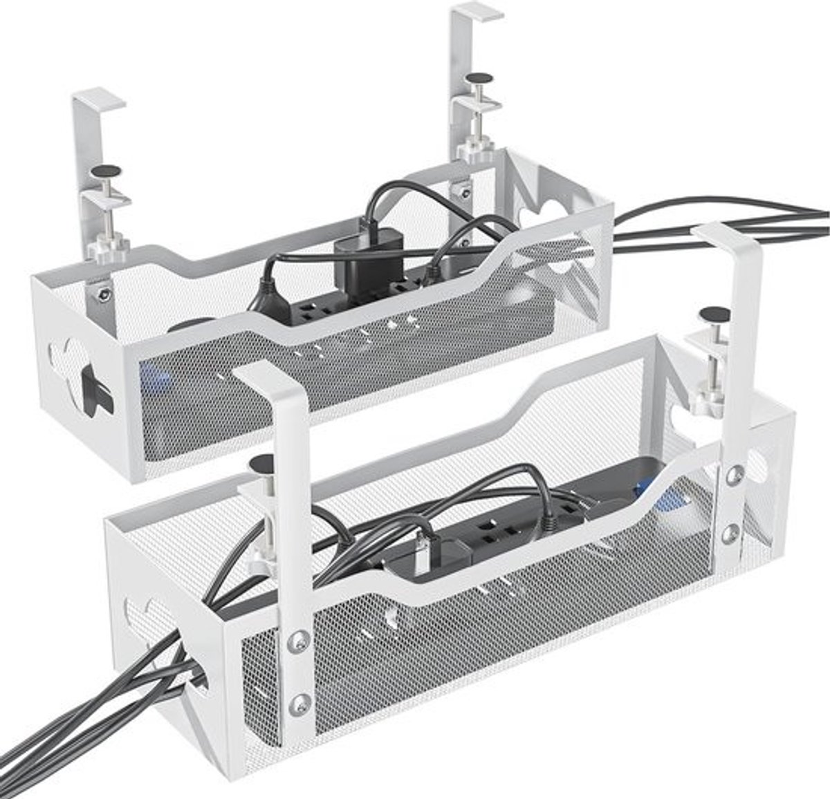 Kabelmanagementtray voor onder het bureau - 2-pack - Voor een nette werkplek zonder schade