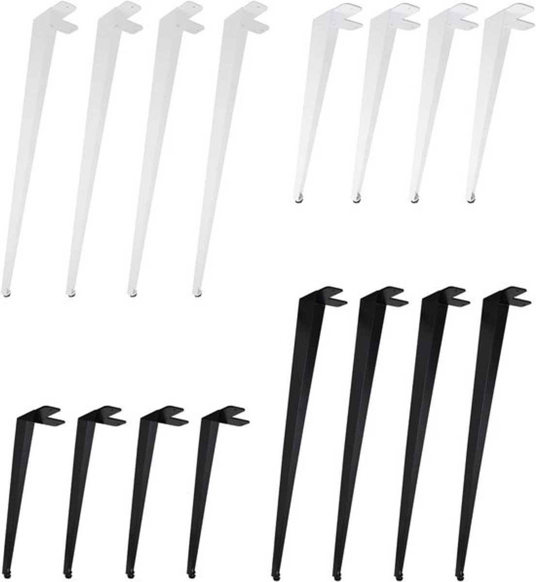 Set van 4 schuin staande metalen tafelpoten 71 cm - wit, in hoogte verstelbaar onderstel