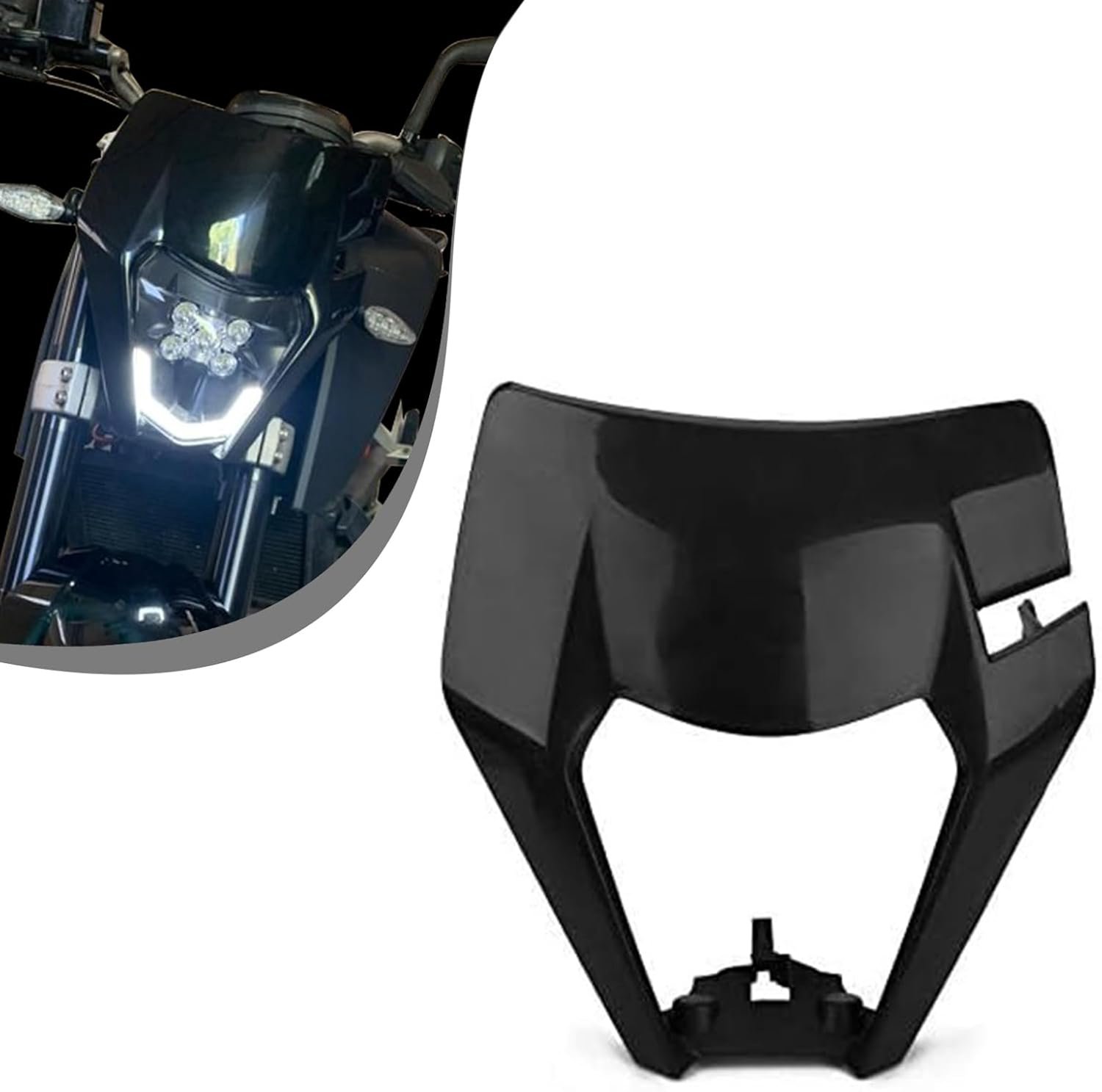 Motorfiets koplampmasker zwart - hoogwaardig PP kunststof - uitstekende hittebescherming - ShopVlot