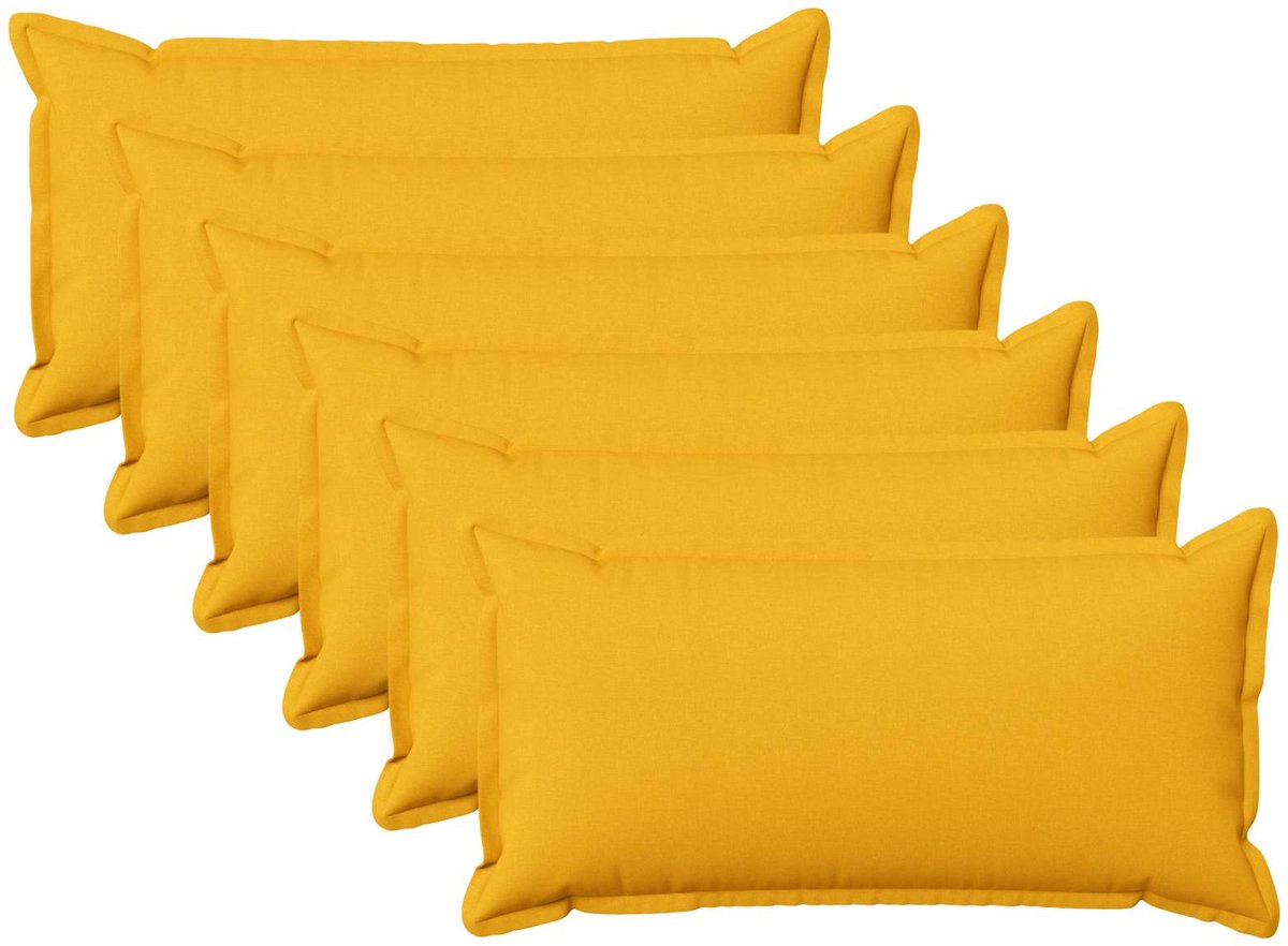 vidaXL Dekenkussen - 6 - st - HOUTEN - Licht - Geel - 40 - x - 70 - cm - Faux - Linnen Lichtgeel