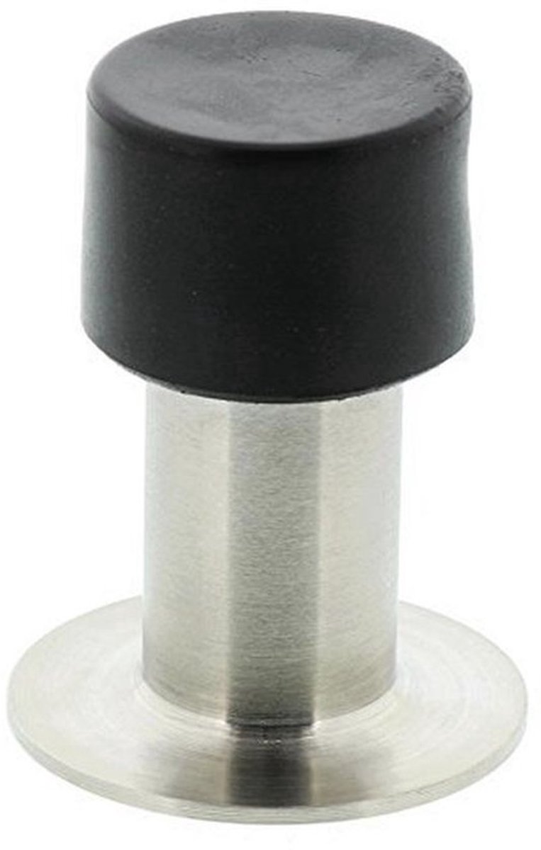 Elegante wanddeurstopper - Roestvrij staal - Met rubberen stopper - 65 mm hoog