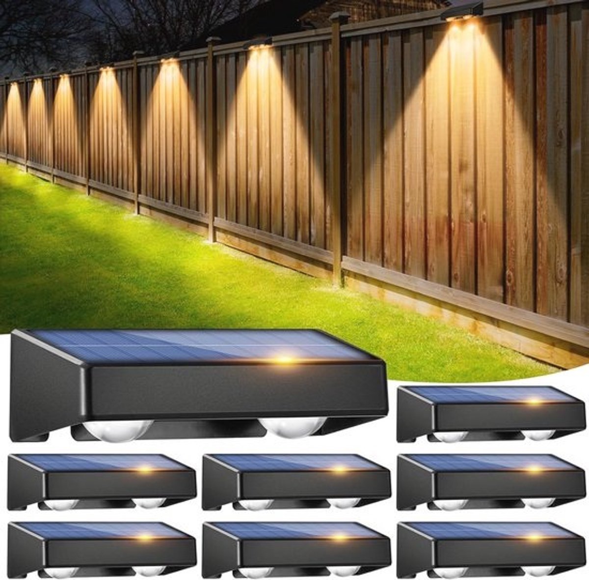 Buitenwandlampen op zonne-energie - Waterdicht - 11 lichtmodi - 8 RGB-lampen