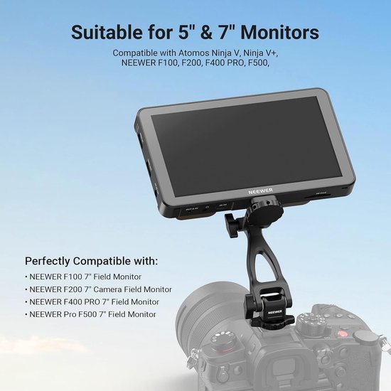 Monitor Steun Adapter voor 5 Inch Field Monitor, 2 Assen, 360° Rotatie en 180° Kanteling, Camera Accessoires voor Fotografie en Videoproductie — afbeelding 2