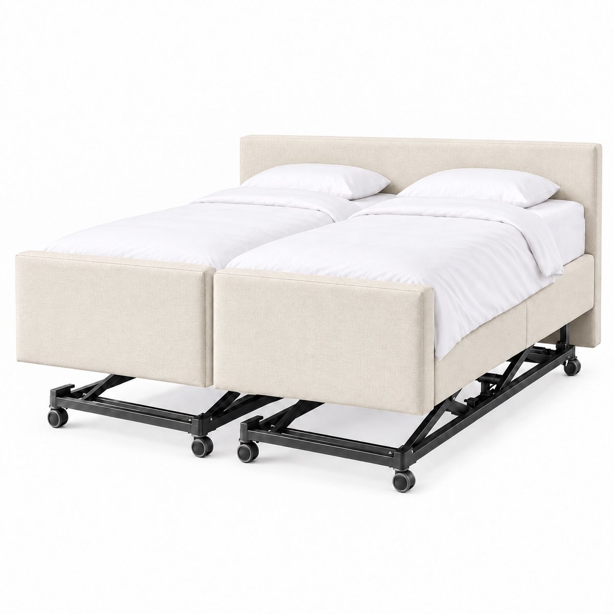 Boxspring FD Lecce Hoog Laag Bed 2 Persoons/ Verzorgingsbed /Seniorenbed Elektrisch Verstelbaar 160x210 cm Wit