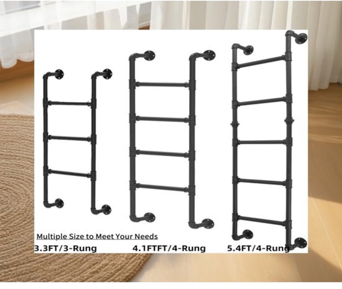 Stapelbedladder - voor binnen en buiten - Ruimtebesparende metalen trap voor veilig klimmen