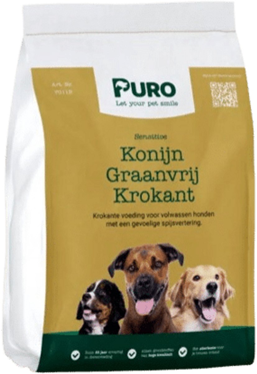 Puro Croc Sensitive - Konijn Graanvrij - 15 kg - Krokante hondenbrokken
