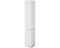 Ruime badkamerkast - 2 deuren - 33 x 198 cm - Wit en Sonomo eiken