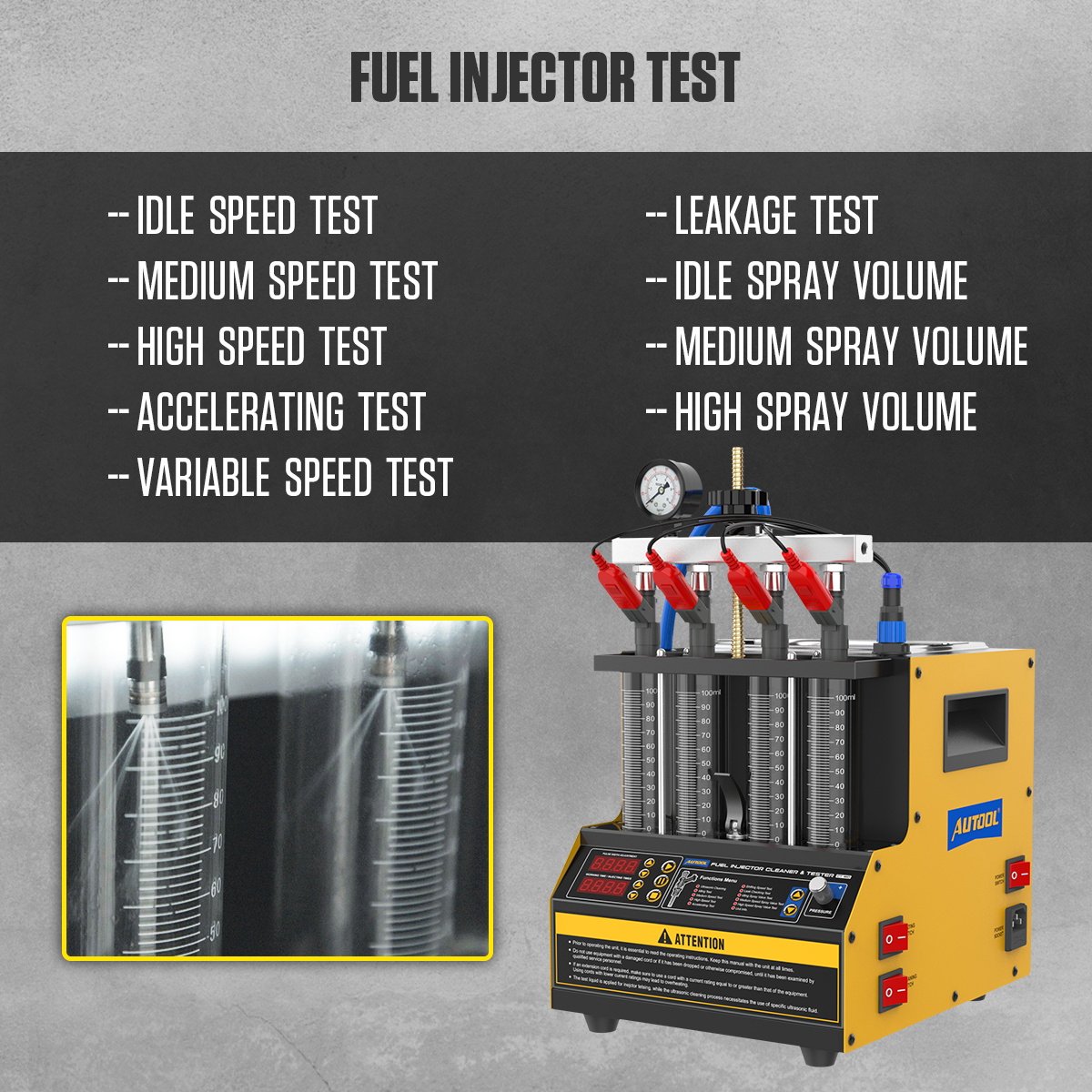 Brandstofinjector Reiniger Machine - 4-Cilinder - 70 W Ultrasoon - 2000 ml Inhoud - Aluminium - Voor Auto En Motorfiets