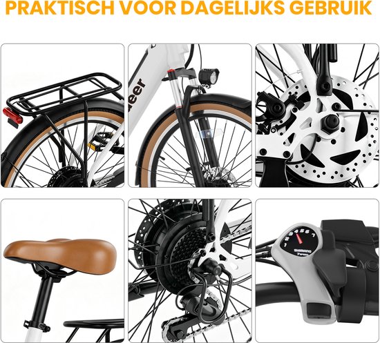 VANKEL Elektrische Stadsfiets 26 Inch – E-bike met Lage Instap – 648Wh Accu – 120 km Bereik – 250W Motor – Shimano 7 Versnellingen — afbeelding 4