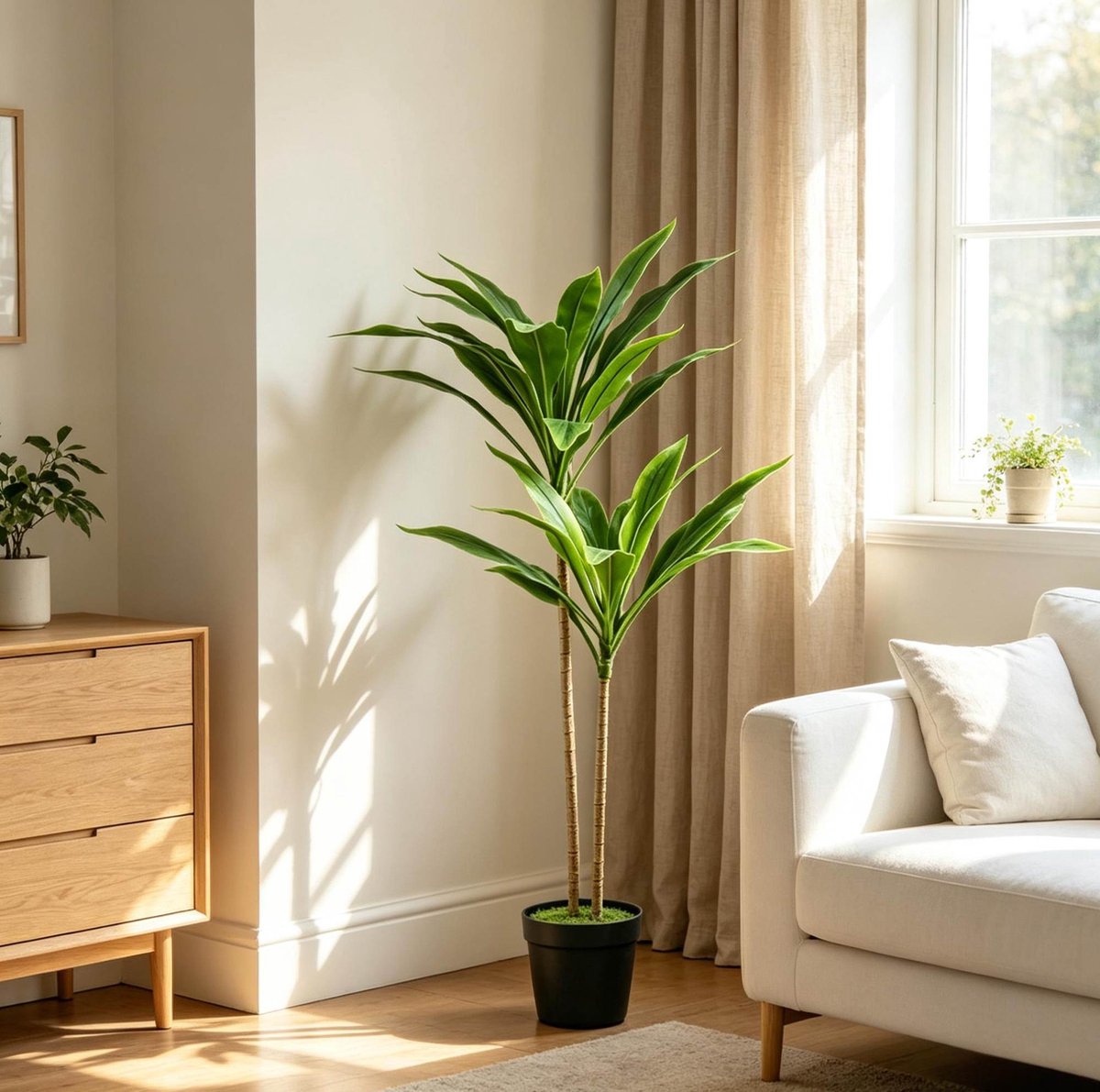 STILVORA Kunstplant Cordyline – 90 Cm Met 29 Realistische Bladeren – Kunststof – Groen – In Pot Voor Binnen En Buiten – Stevige Cementvulling