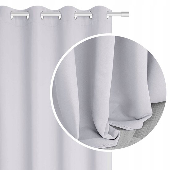 Verduisterende Gordijnen Salon, Duif Wit 140x220 cm, 8 metalen ringen