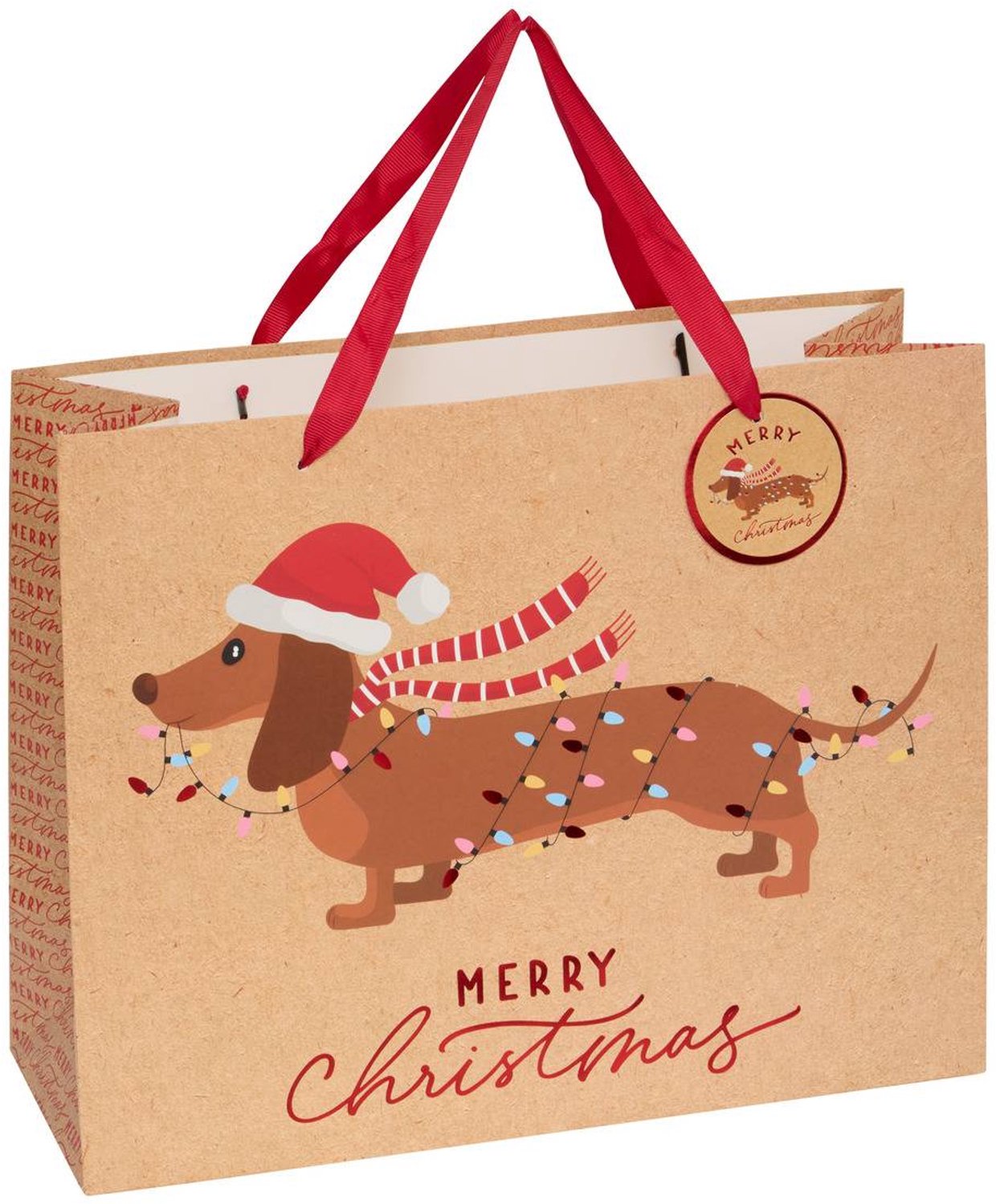 Sac cadeau de Noël motif chien moyen modèle