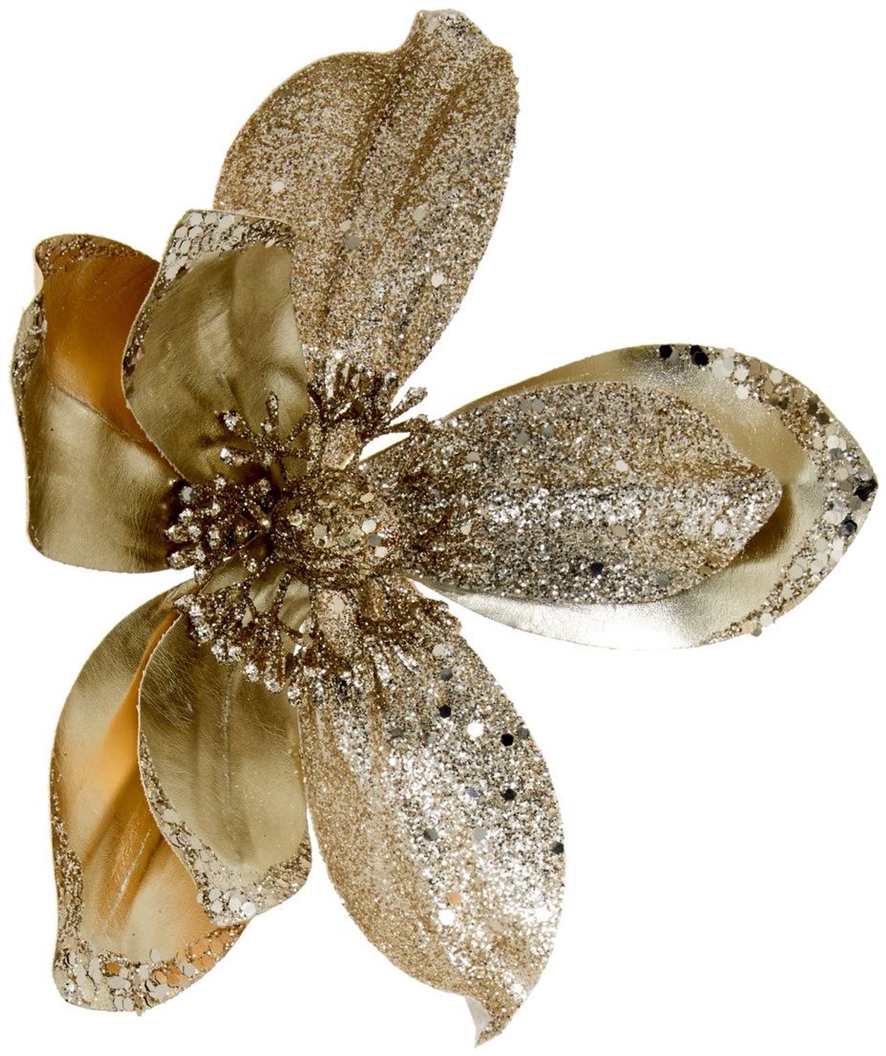 Feeric lights & Christmas Kerstboomversiering met glanzende gouden magnoliabloem, diameter 18 cm Dore