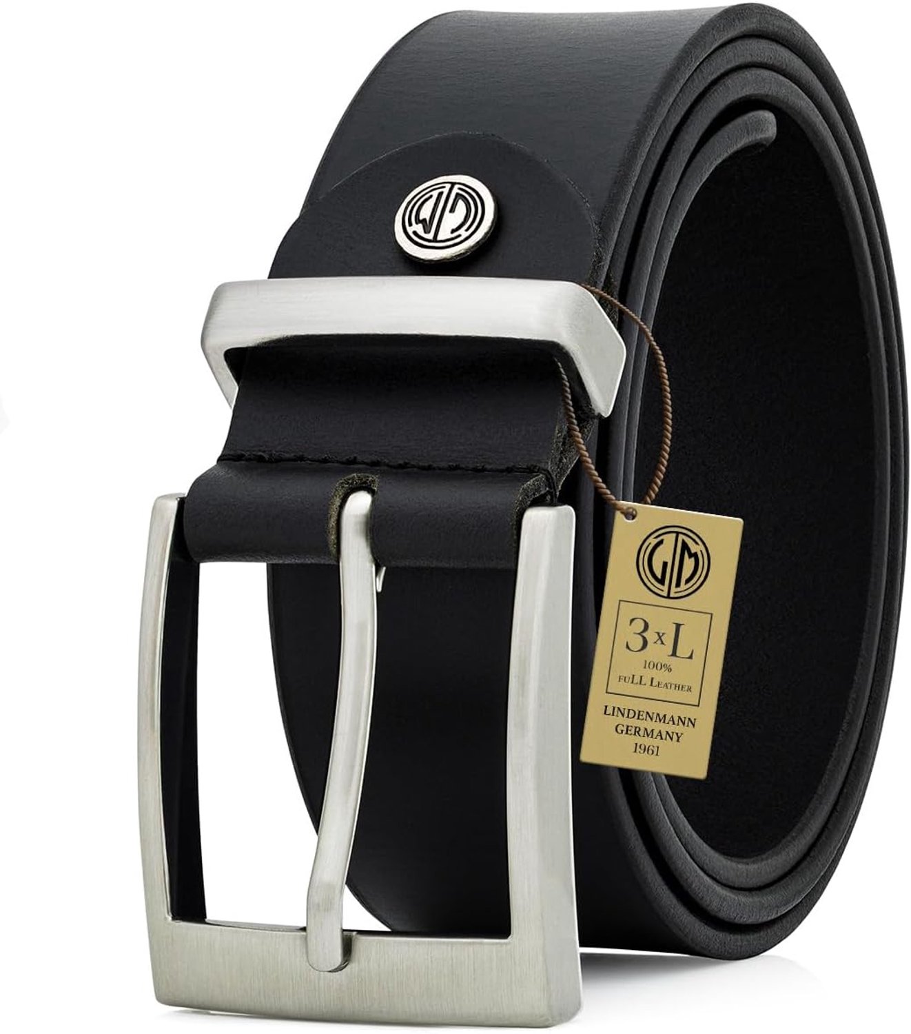 LINDENMANN Heren Lederen Riem XXL Zwart Volnerf Buffelleer