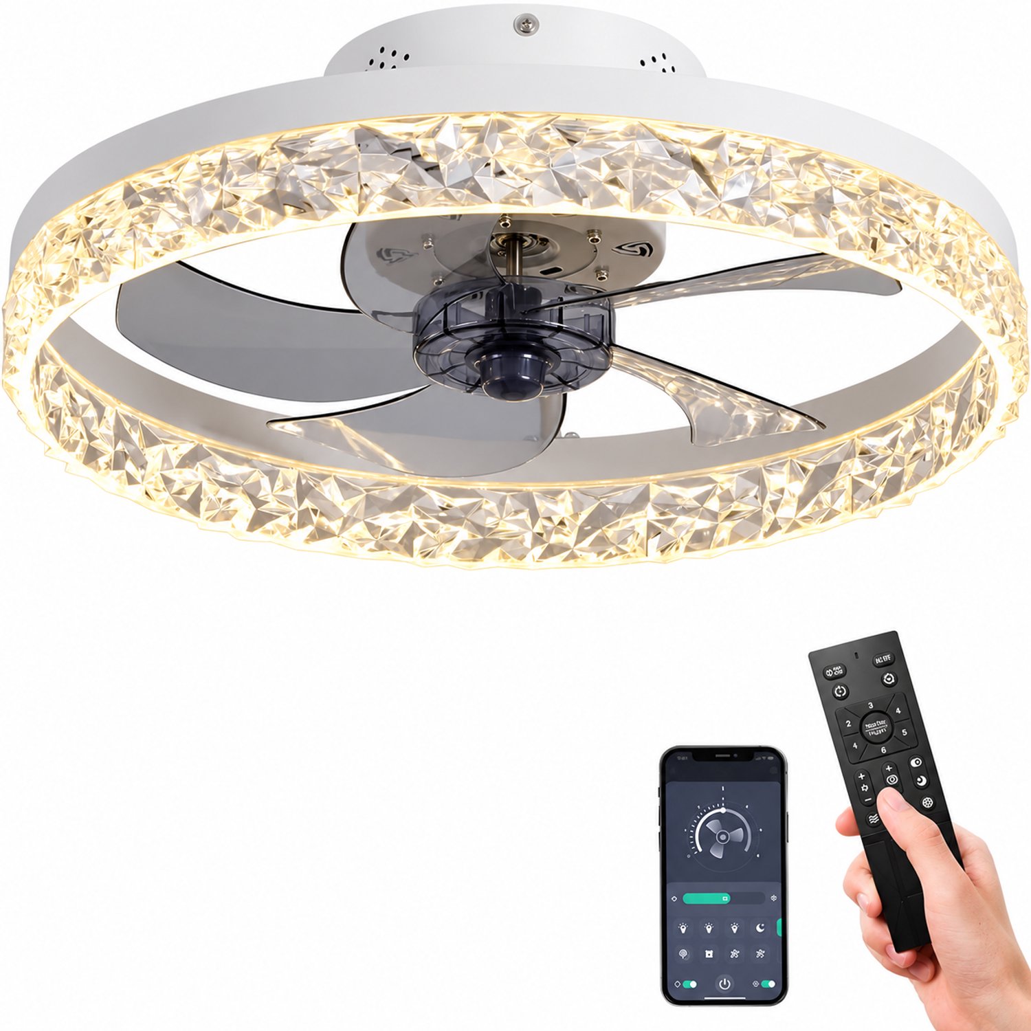 Bol.com Lichtendirect- Plafondventilator met verlichting - Wit- Smart Lamp - 6 Standen Ventilator – Plafonniere Keuken Lamp - Wo... aanbieding