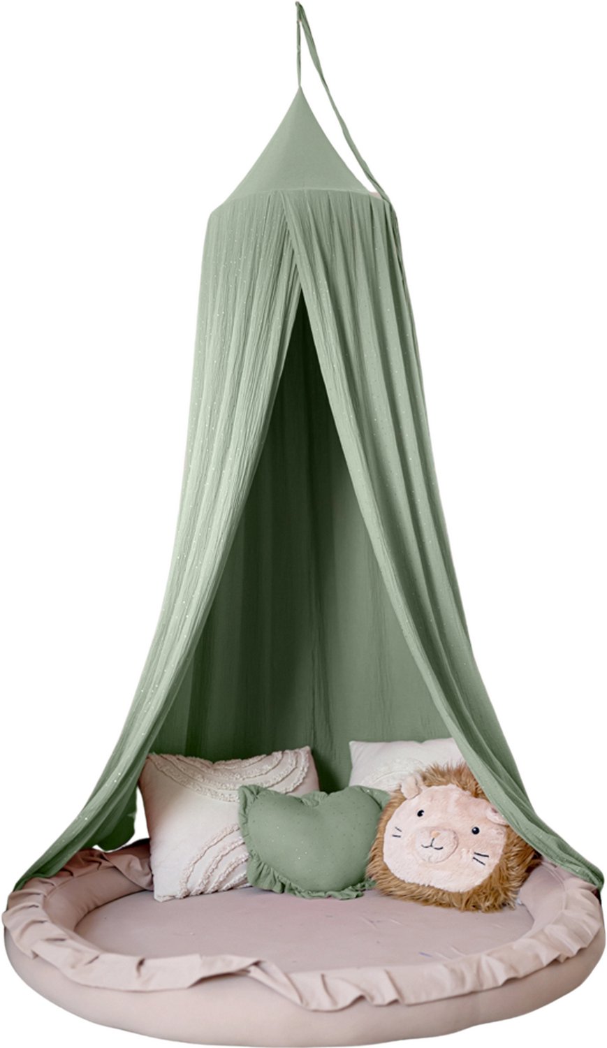 LILIMAUS Klamboe baby - bedhemel en hemeltje kinderkamer - mousseline katoen - 245 cm - groen