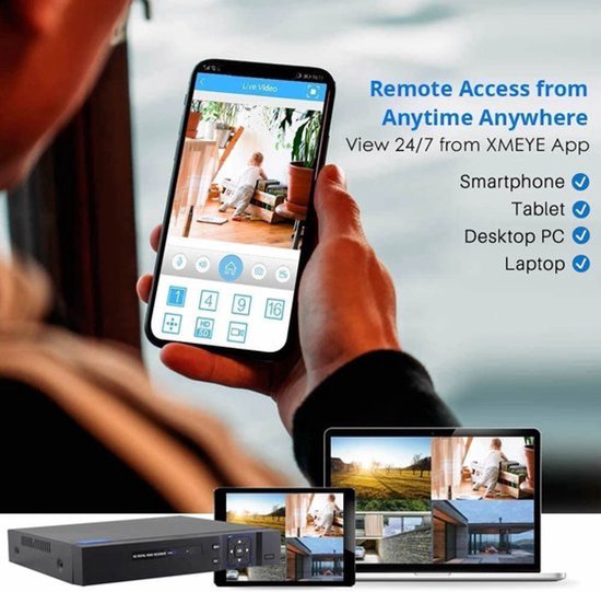 CCTV Beveiligingscamera Recorder - 8-kanaals Hybride DVR - 4 TB HDD Opslag - Ethernet Aansluiting - Voor Binnen En Buiten — afbeelding 3