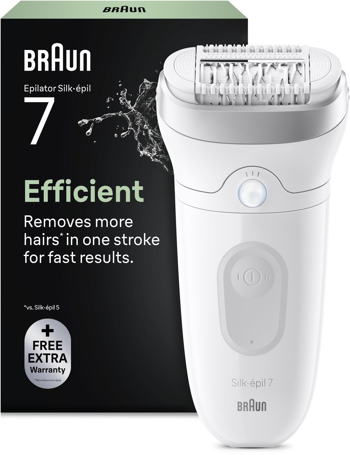 Braun Silk·épil 7 - 7-000 - Wet & Dry Epilator - Met Brede Kop voor Gemakkelijke Haarverwijdering - Langdurig Gladde Huid - Zilver