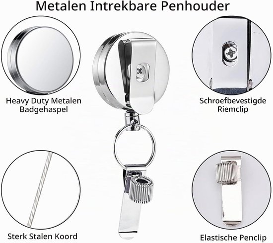 Retractable Pen Holder met Badge Reel en Verstelbare Ring - Perfect voor Verpleegkundigen en Professionals — afbeelding 2