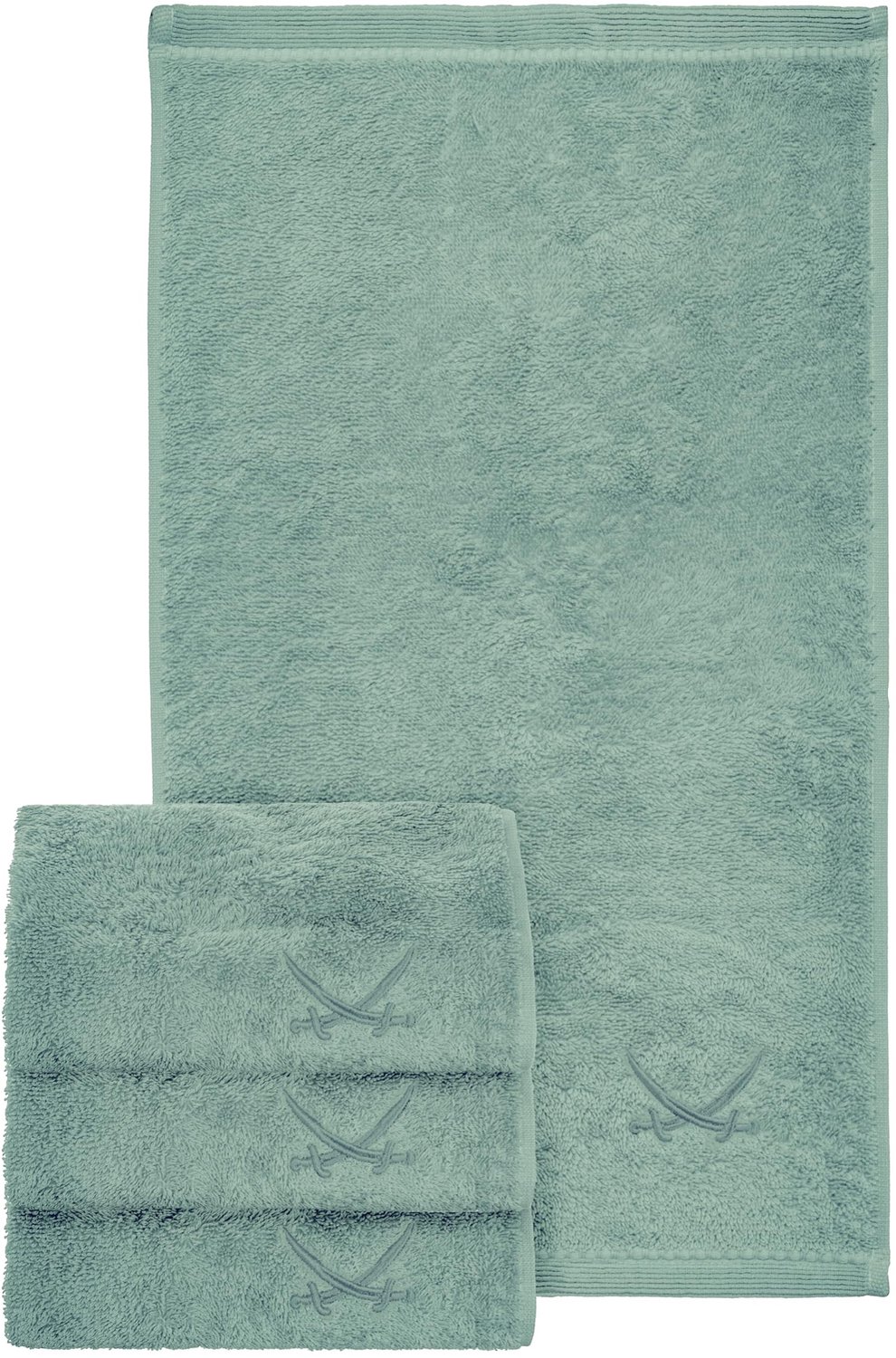 Gastendoek met Geborduurd Logo, 100% Katoen, 30 x 50 cm (Emerald, Set van 4)
