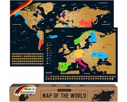 Rubbelkaart Wereld & Europa - Goud - 68x43cm - Cadeau voor Reizigers