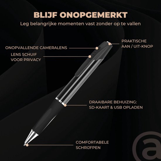ADEL Spy Pen met Full HD Video & Voice Recorder – Verborgen Spycam / Mini Camera & Afluisterapparatuur – Incl. 32GB Geheugenkaart & NL Handleiding — afbeelding 2