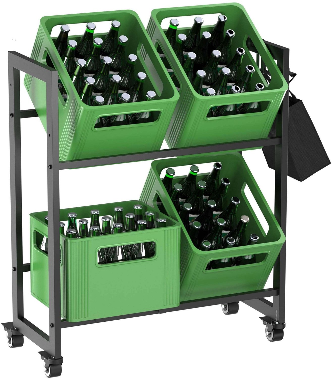 Drinkkistenrek voor 4 kratten - Stabiele metalen constructie - Zwart