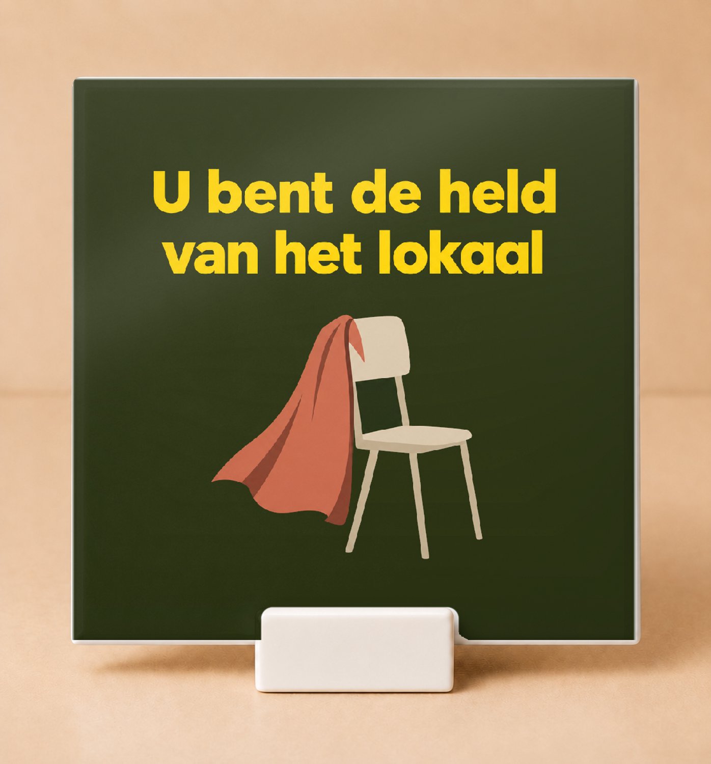Bedruk King Zachte pastel Meester, u verdient een pauzebel Tegel – Inspirerende wanddecoratie voor leraren en onderwijshelden - 11 x 11 cm met houder Wit