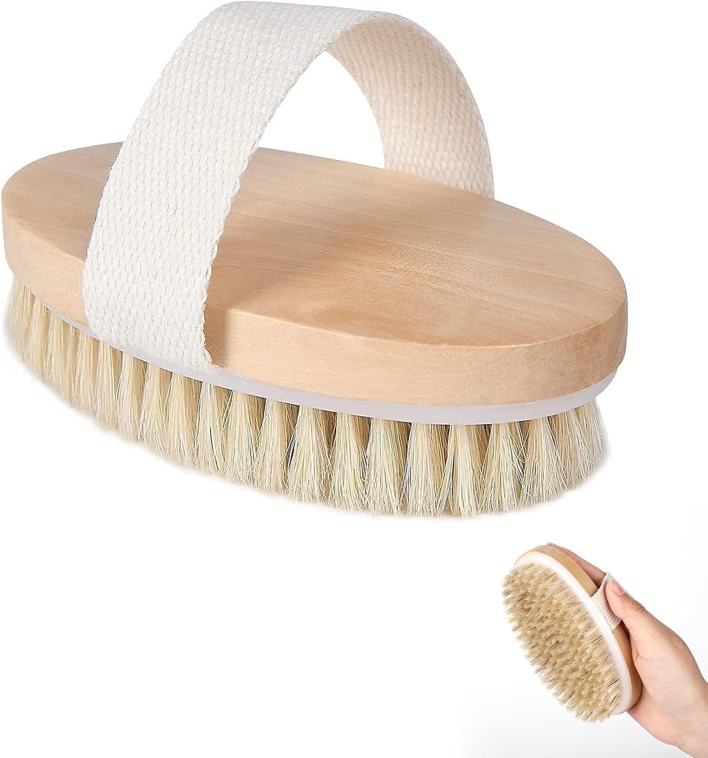 Natuurlijke Exfoliërende Borstel van Varkenshaar voor Lichaamsverzorging, Perfect voor Droog Borstelen, Vermindert Cellulite en Verbetert de Bloedcirculatie