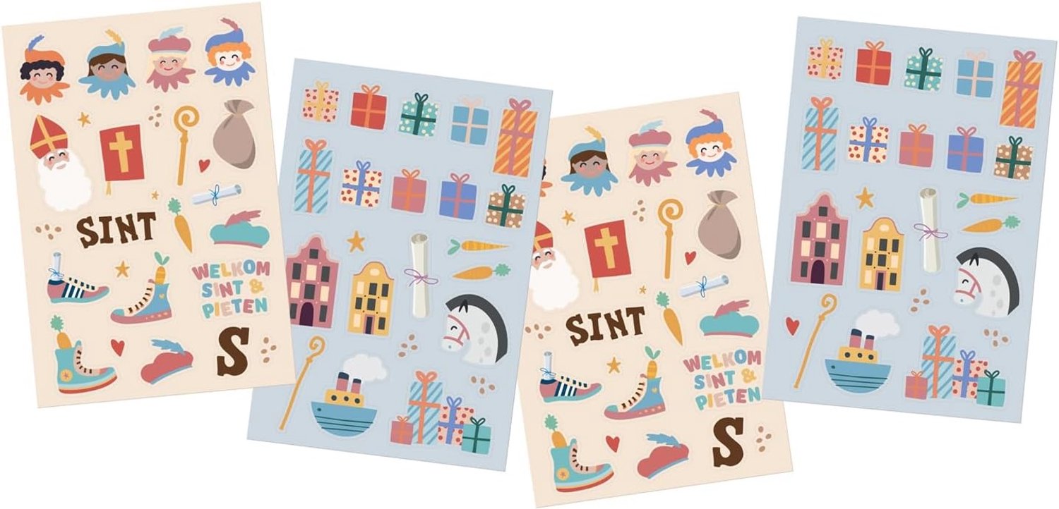 Sinterklaas Raamstickers - Multicolor - 15 x 22,5 cm - 49 Stuks - Voor Sinterklaas Feest