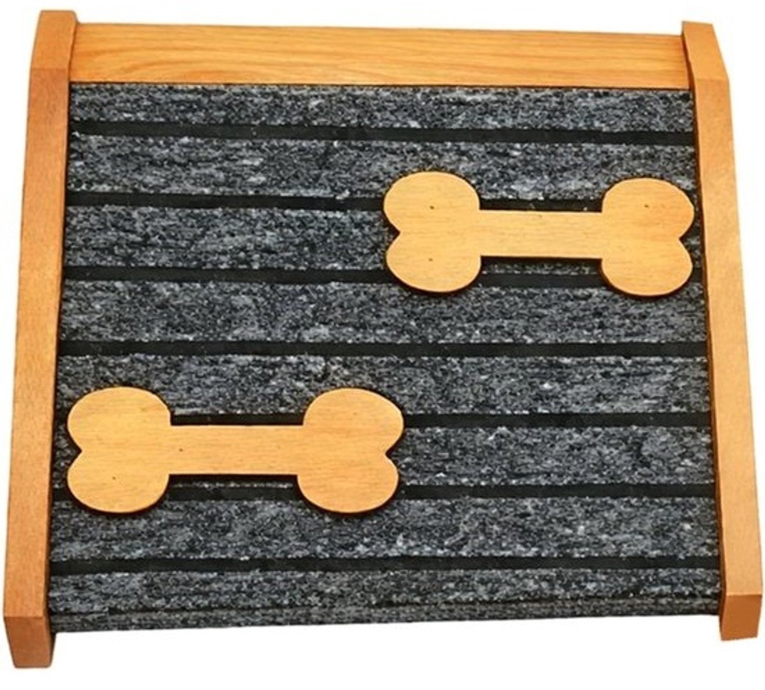 Houten hondenopstapje - Hondenhelling - Voor meubels - Antislip vilten treden - 30x15x25cm - Natuurlijk hout