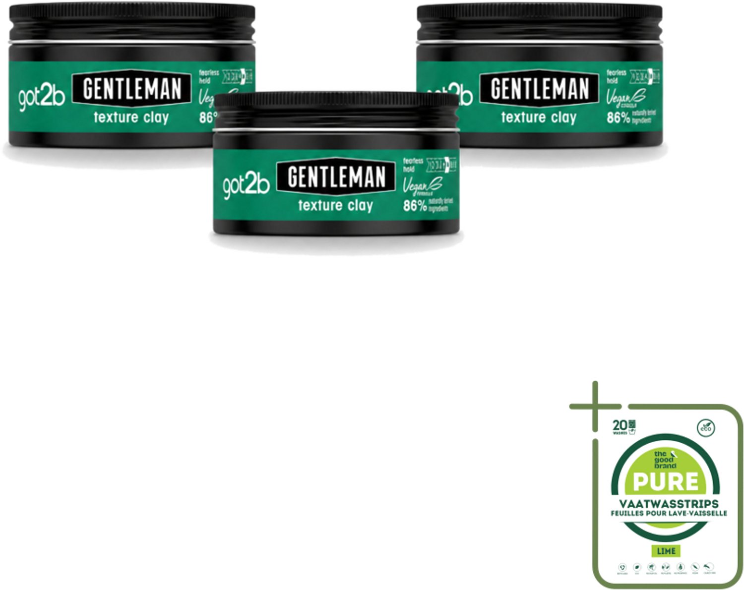 3 x Got2B - Texture Clay - Gentleman - 100 ml - Grootverpakking - Vaatwasstrips - Natuurlijke Haarlook - Matte Finish - Herenkapsel - Textuurklei - Stijlvol Haar