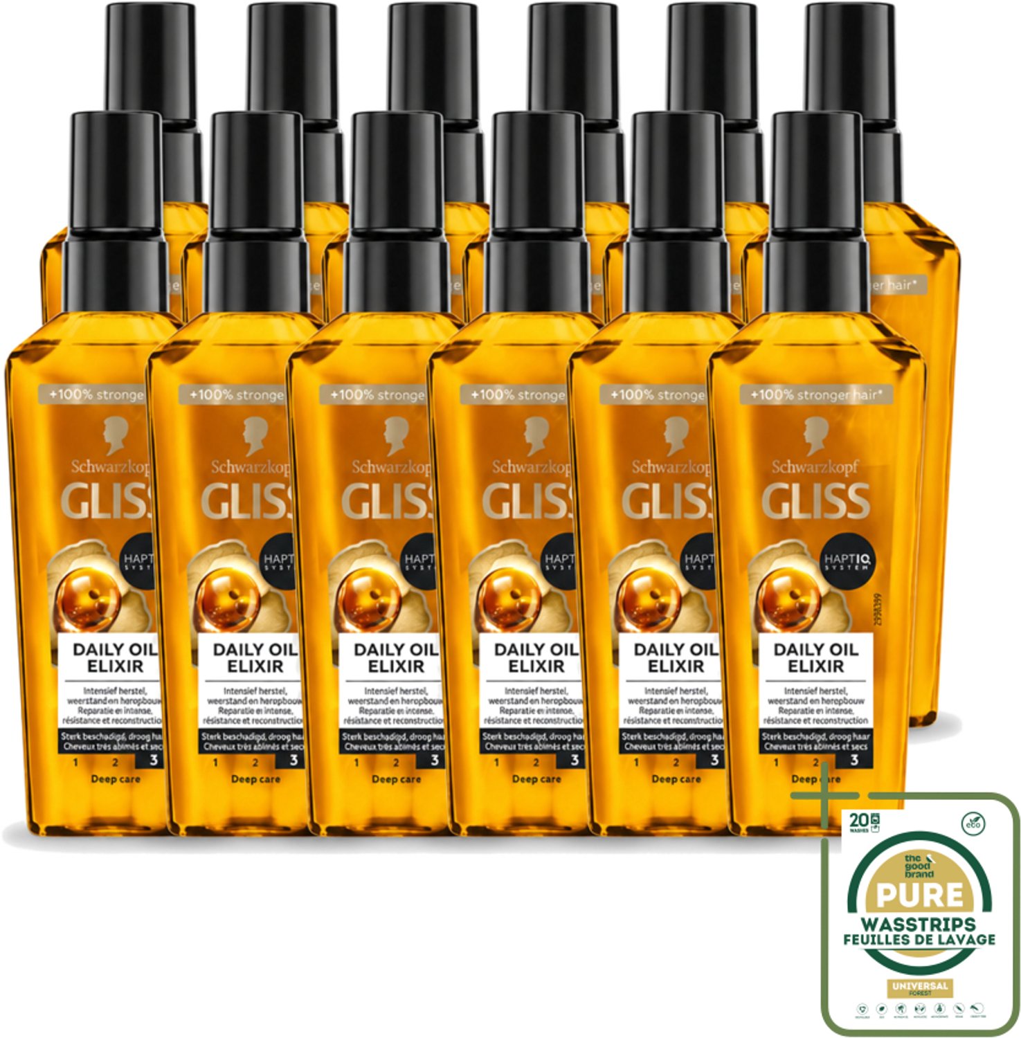 12 x Gliss - Hair Repair - Oil Elixer - Ultiem Haarherstel en Glans - Wasstrips - Haarherstel - Haarbescherming - Haarvoeding - Keratine - Haarbreuk