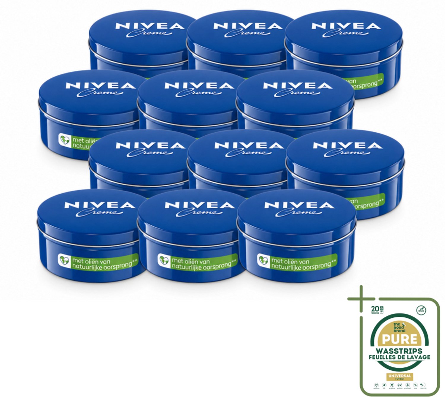 12 x NIVEA - Crèmeblik - Klassieke Crème - Natuurlijke oliën - 400 ml - Wasstrips - Crème Voor Gezicht En Lichaam - Hydraatatie - Natuurlijke Oliën - Huidverzorging - Droge Huid