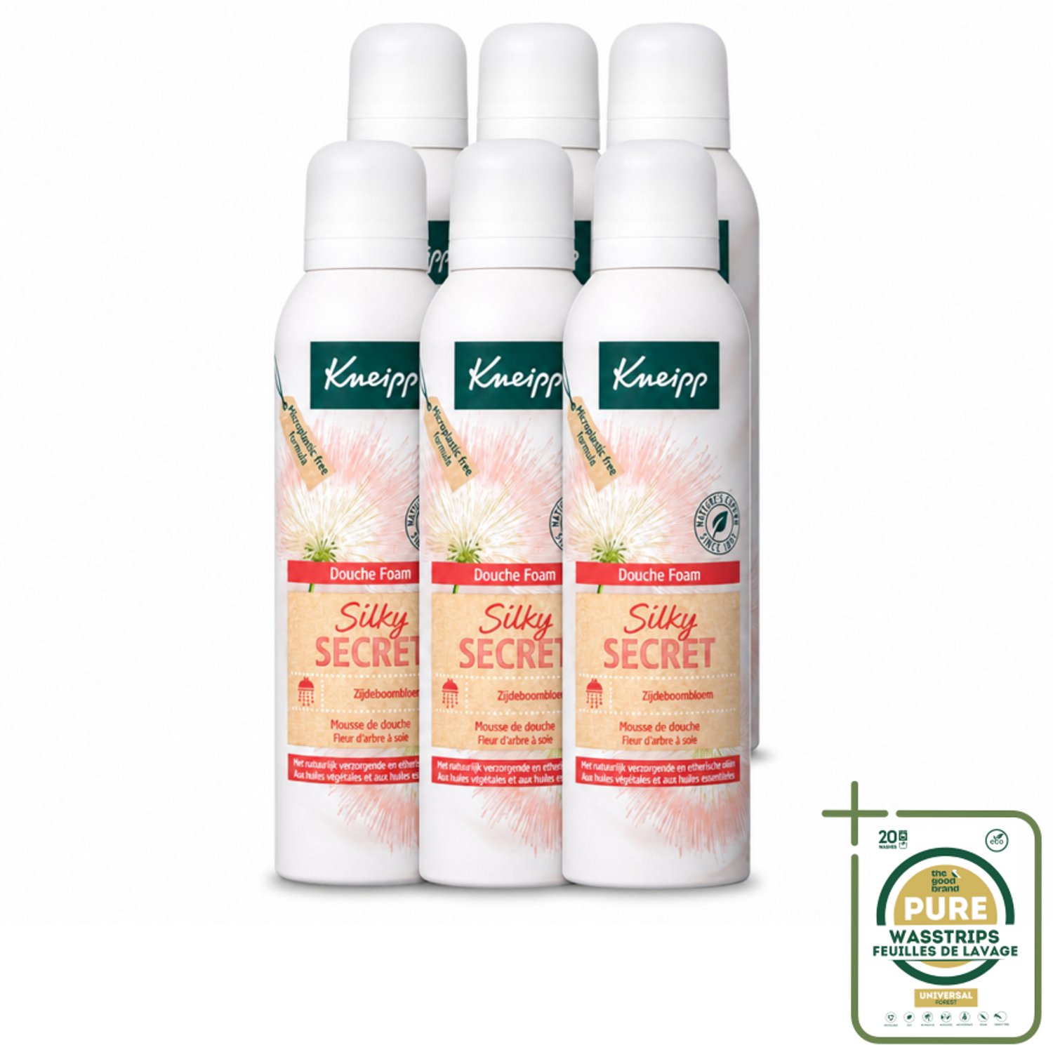 6 x Kneipp - Douche schuim - Silky Secret - Zijdeboombloesem - 200 ml - Wasstrips - Doucheschaam - Schuim Voor De Badkamer - Verzorging Van De Huid - Luxe Douche - Zijdeboombloesem