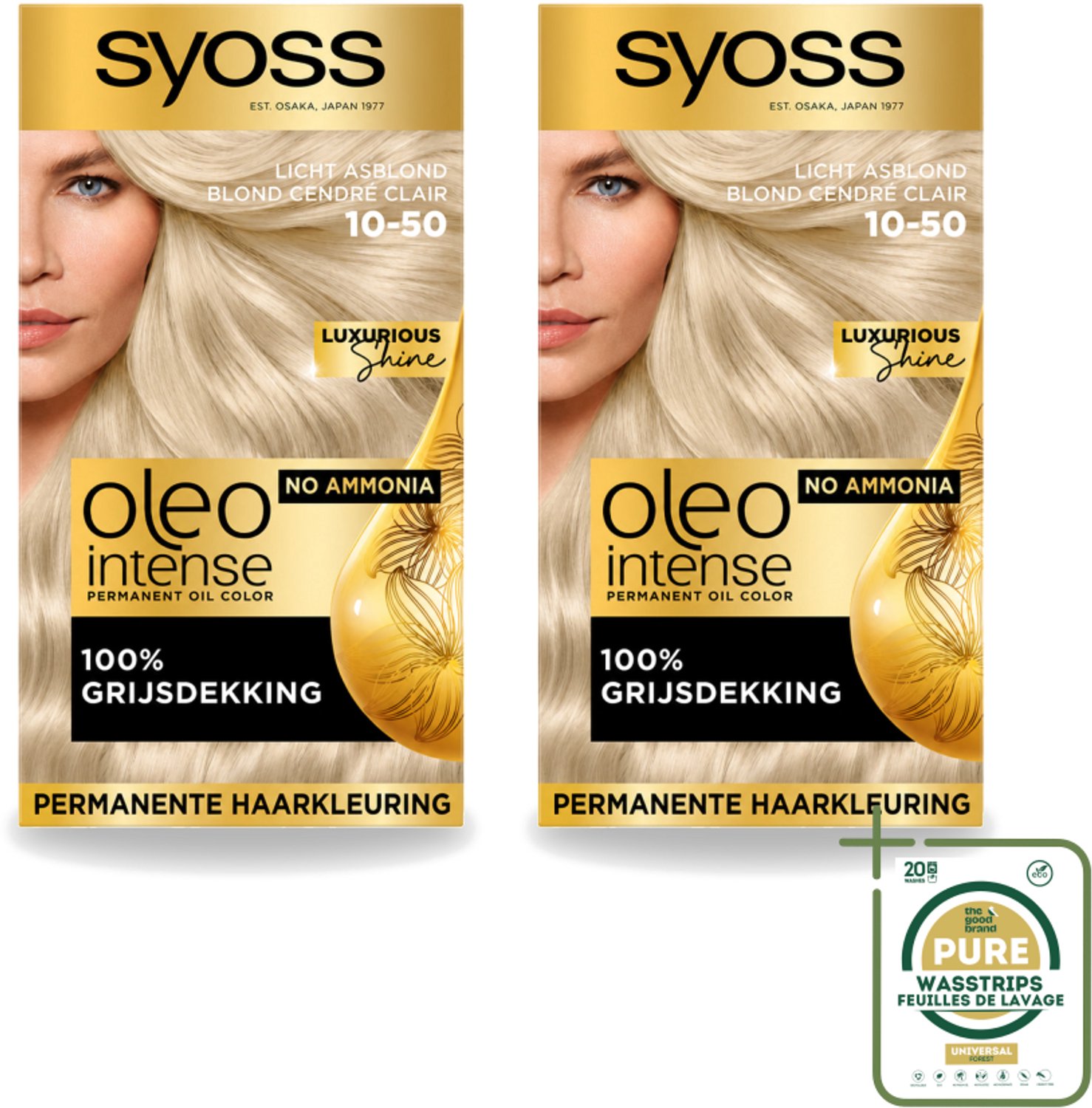 2 x SYOSS - Oleo Intense 10-50 - Haarverf - Permanente Haarkleuring - Licht Asblond - Langdurige Kleur - Wasstrips - Haarverf - Licht Asblond - Permanente Haarkleuring - Olie-formule - Haarverf Zonder Ammoniak