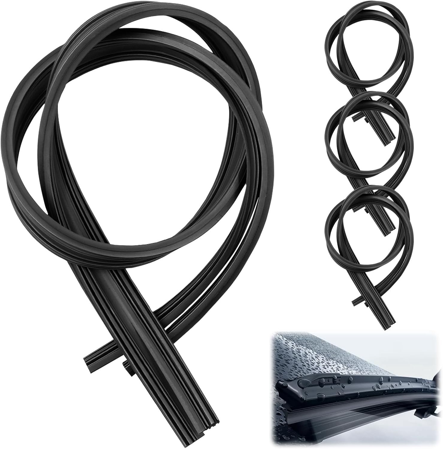 8 Stuks Universele Ruitenwisser Rubber 80 cm - Vervangende Boneless Siliconen Wisser voor Auto, Bus en Vrachtwagen - Aanpasbaar op Maat