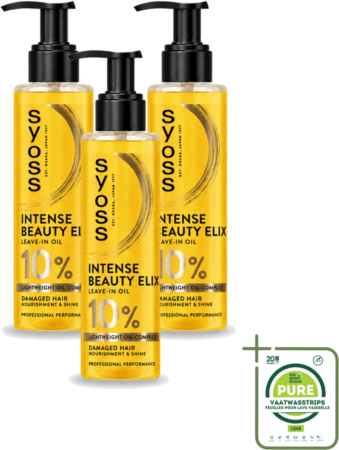 3 x Syoss - Beauty Elixir - Haarolie - Voedt & Glanst - 100 ml - Grootverpakking - Vaatwasstrips - Haarolie - Glans - Voeding - Droog Haar - Beschadigd Haar