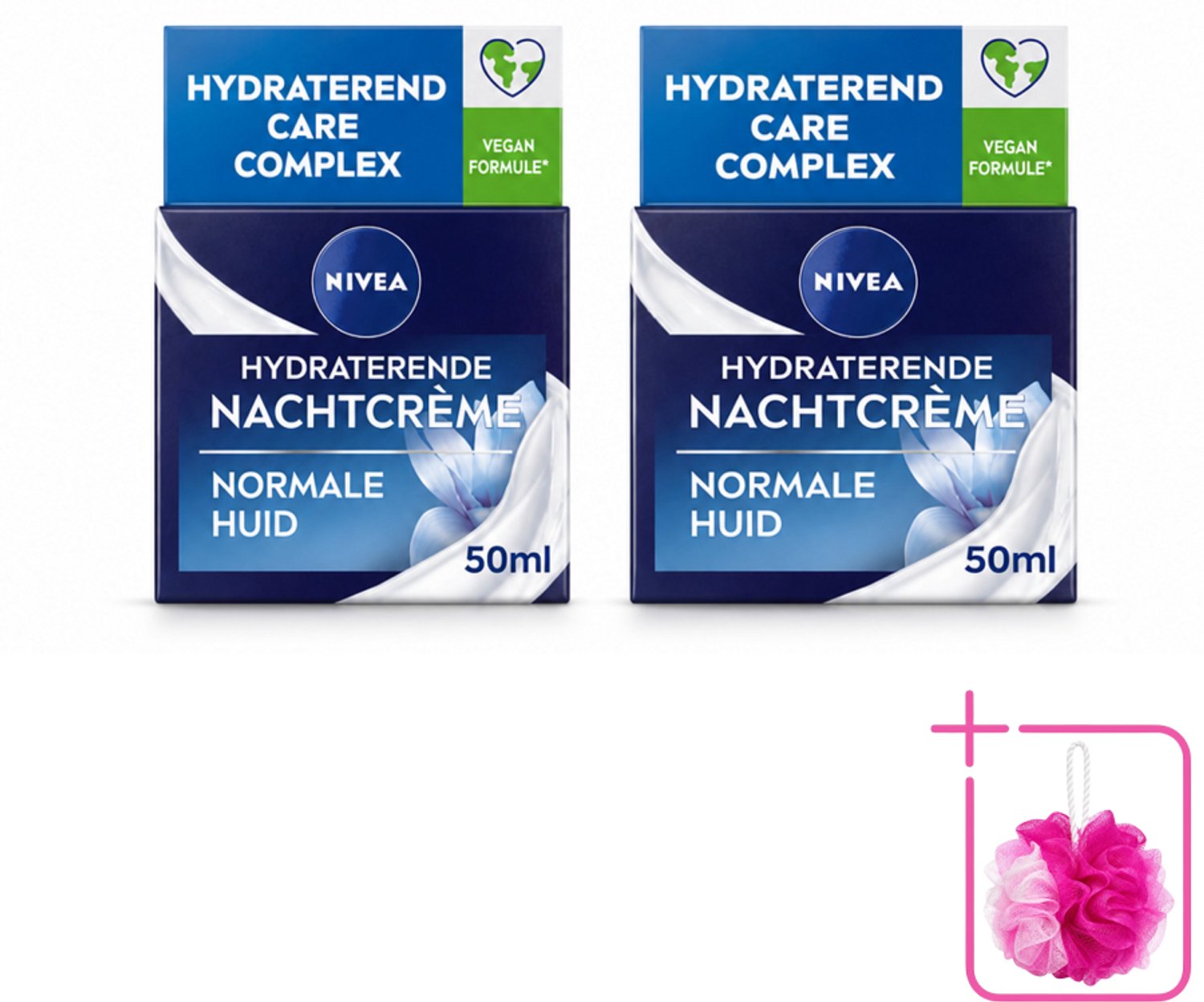 2 x NIVEA - Nachtcrème - Essentials Hydraterend - Voor normale tot gemengde huid - Met Lotusextract, Waterlelie-extract, Vitamine E & Provitamine B5 - 50 ml - Bulkverpakking - Hydraterende nachtcrème - Douchemop - Huidverzorging