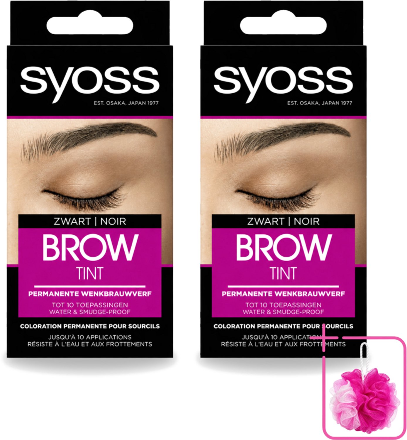 2 x SYOSS - Brow Tint Zwart - Wenkbrauwverf - Langdurige Kleur - Tot 10 Toepassingen - Bulkverpakking - Wenkbrauwverf - Douchemop - Permanente wenkbrauwverf