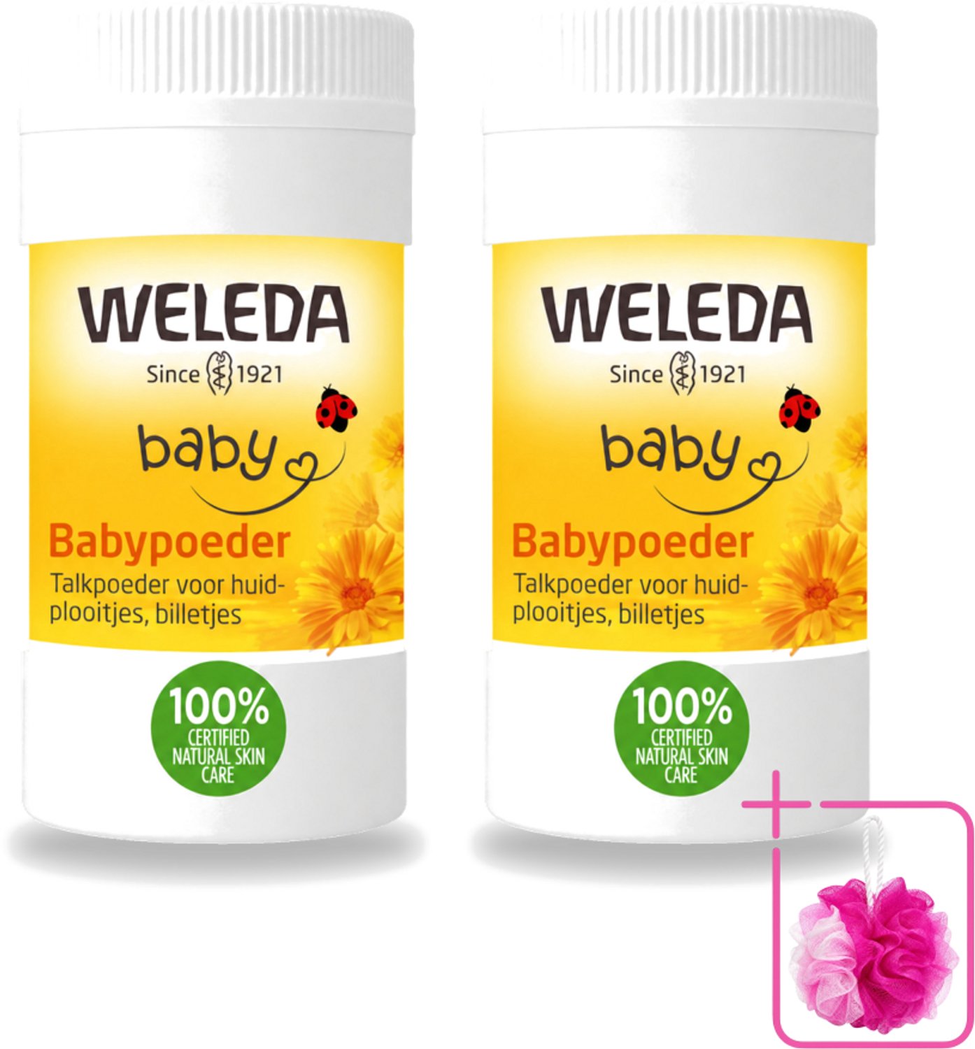 2 x WELEDA - Babypoeder - Baby & Kind Calendula - 20 g - Bulkverpakking - Babyhuid verzorging - Douchemop - Poeder voor babyhuid