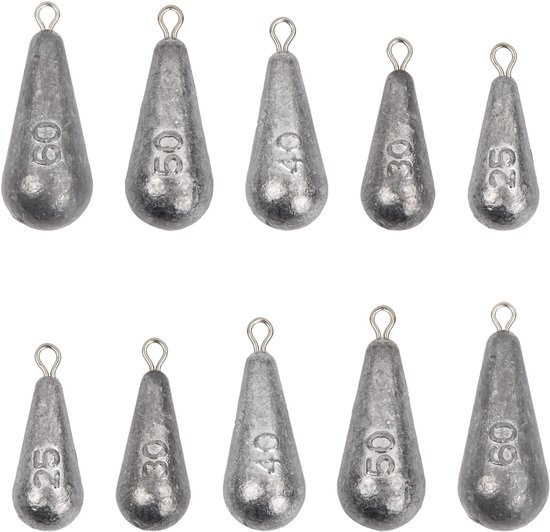 Drop Shot Lood Gewichten Set van 14 Stuks, Verwijderbare Lood Gewichten, Ideaal voor Vissen in Zee en Buitenactiviteiten, Beschikbaar in 5 Maten (25g/30g/40g/50g/60g) — afbeelding 5